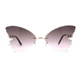 thumbnail image 1 of Womens Die Cut Butterfly Shape Rimless Funky Party Sunglasses Gold Brown Pink, 1 of 4