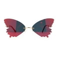 thumbnail image 1 of Womens Die Cut Butterfly Shape Rimless Funky Party Sunglasses Gold Red Mirror, 1 of 4