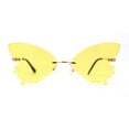 thumbnail image 1 of Womens Die Cut Butterfly Shape Rimless Funky Party Sunglasses Gold Yellow, 1 of 4