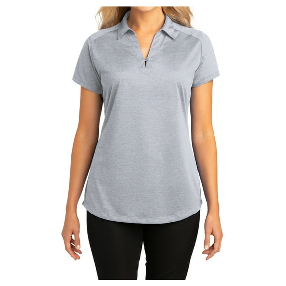 Womens Digi Heather Performance Polyester Polo T-Shirt Light Grey Medium