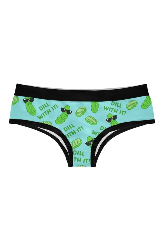 Womens Dill With It Panties Funny Pickle Joke Graphic Humor Bikini Brief Underwear