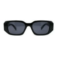 thumbnail image 1 of Womens Dimensional Geometric Diamond Cut Mod Rectangle Sunglasses All Black, 1 of 4