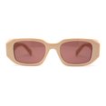 thumbnail image 1 of Womens Dimensional Geometric Diamond Cut Mod Rectangle Sunglasses Beige Brown, 1 of 4