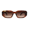 thumbnail image 1 of Womens Dimensional Geometric Diamond Cut Mod Rectangle Sunglasses Tortoise Brown, 1 of 4