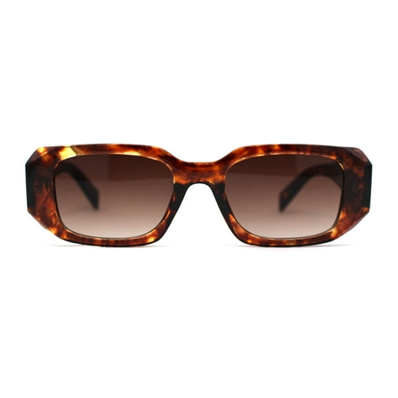 Womens Dimensional Geometric Diamond Cut Mod Rectangle Sunglasses Tortoise Brown