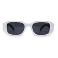 thumbnail image 1 of Womens Dimensional Geometric Diamond Cut Mod Rectangle Sunglasses White Black, 1 of 4