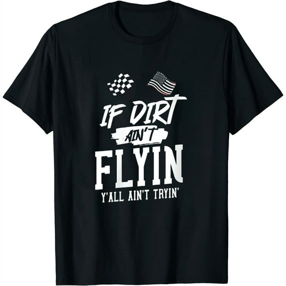 Womens Dirt Track Racing Gift Sprint Car Racing Round Neck T-Shirt Black 4X-Large