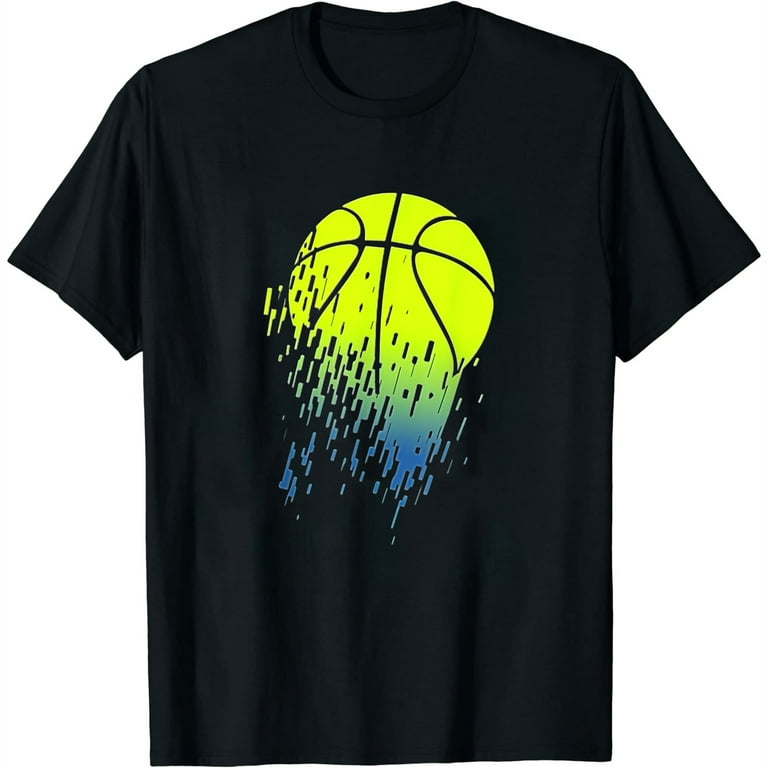 Disintegrating Neon Green Basketball Urban Graphic T-Shirt Disintegrating Neon Green Basketball Urban Graphic T-Shirt