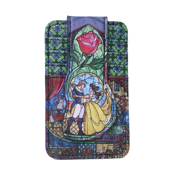 Womens Disney Beauty and the Beast Bell Card Holder Wallet Button Snap Closure