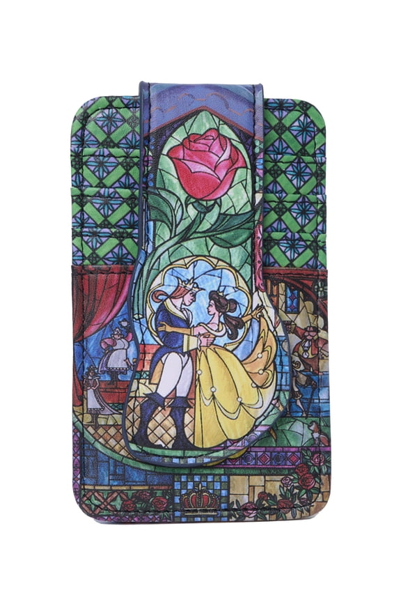 Womens Disney Beauty and the Beast Bell Card Holder Wallet Button Snap Closure