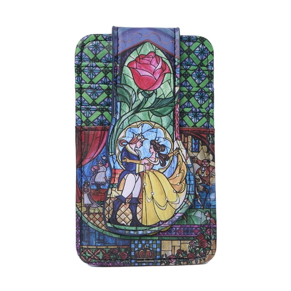 Womens Disney Beauty and the Beast Bell Card Holder Wallet Button Snap Closure