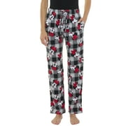 Womens Disney Minnie Mouse Pajama Pants Loungewear Plaid Red Black Disney
