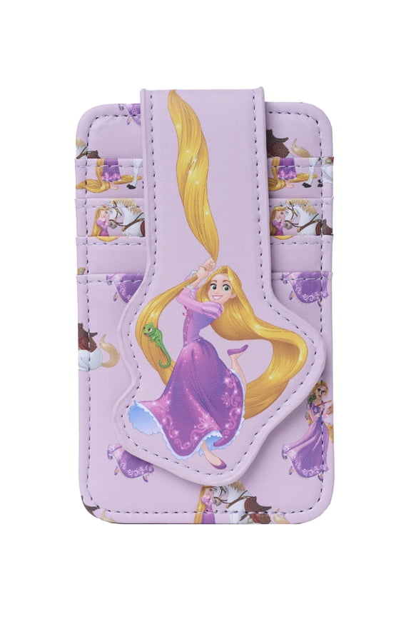Tangled Rapunzel Faux Leather Snap Card Holder Wallet with ID Window