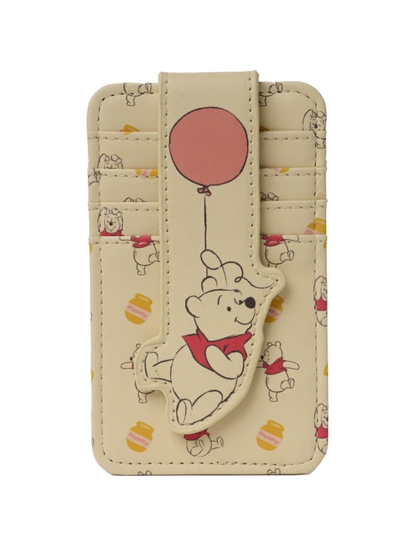 Womens Disney Winnie the Pooh Card Holder Wallet Button Snap Closure