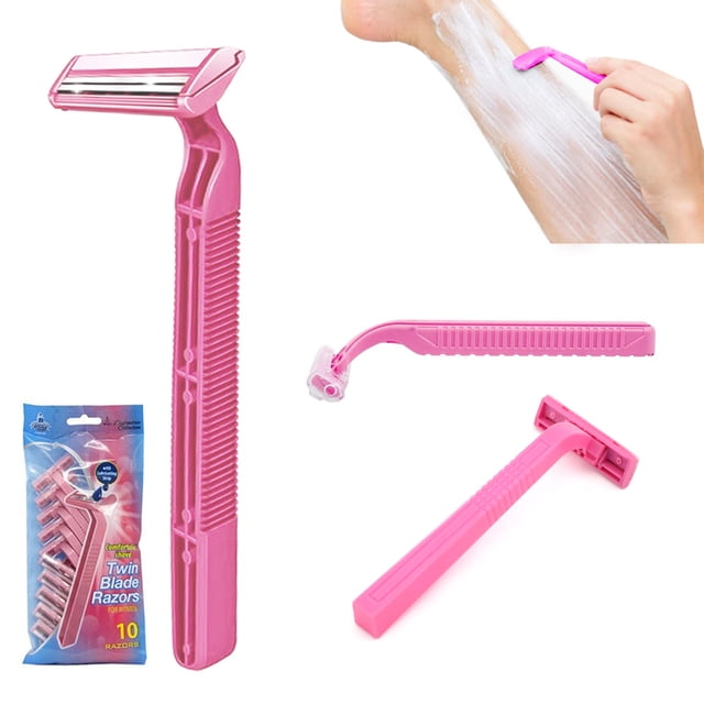 AllTopBargains Womens Disposable Twin Blade Razors, 10 Count, Silky ...