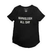 GRAYSON THREADS Womens Distressed Black Namasleigh All Day Namaste Christmas Holiday Shirt S