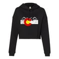 thumbnail image 1 of Womens Distressed Colorado Flag Rocky Mountains Cropped Hooded Sweatshirt, 1 of 1
