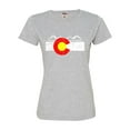 thumbnail image 1 of Womens Distressed Colorado Flag Rocky Mountains Deluxe Soft T-Shirt, 1 of 1