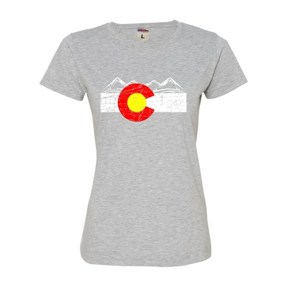 Womens Distressed Colorado Flag Rocky Mountains Deluxe Soft T-Shirt