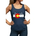 thumbnail image 1 of Womens Distressed Colorado Flag Rocky Mountains Racerback Tank Top T-Shirt, 1 of 1