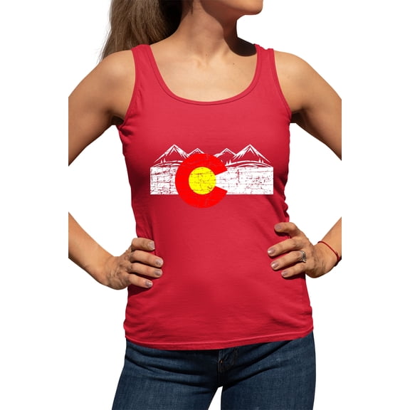 Womens Distressed Colorado Flag Rocky Mountains Racerback Tank Top T-Shirt