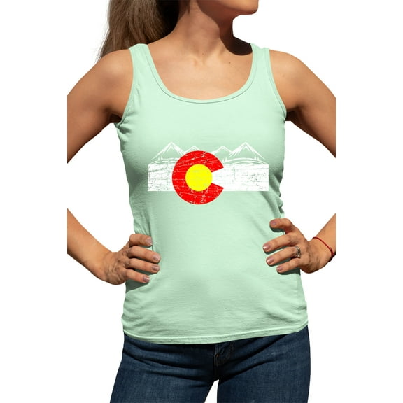 Womens Distressed Colorado Flag Rocky Mountains Racerback Tank Top T-Shirt
