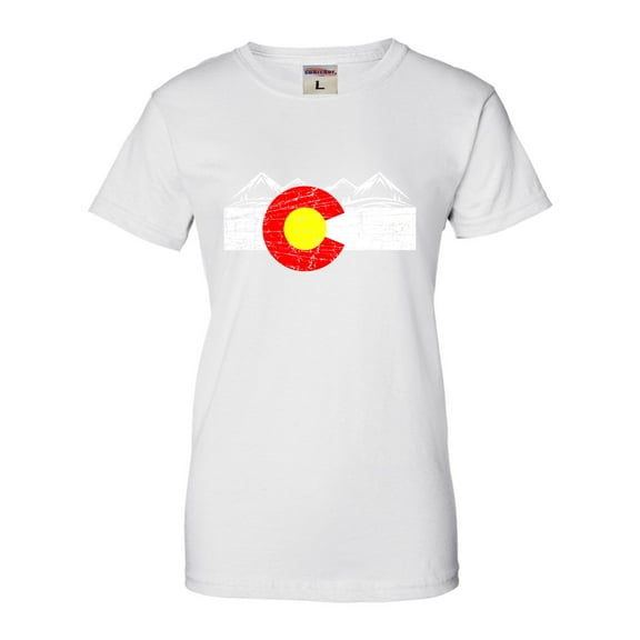 Womens Distressed Colorado Flag Rocky Mountains T-Shirt