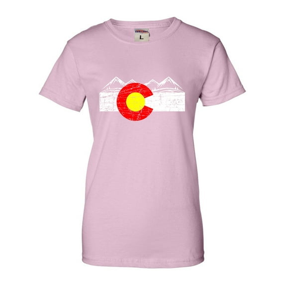 Womens Distressed Colorado Flag Rocky Mountains T-Shirt