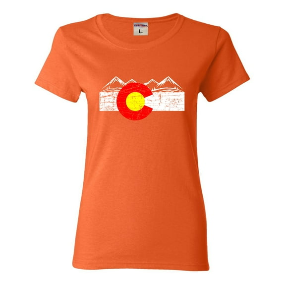 Womens Distressed Colorado Flag Rocky Mountains T-Shirt