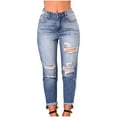 thumbnail image 1 of Womens Distressed Cropped Denim Jeans Ripped Details With Pockets For Casual Everyday Trendy Wear Denim Pants For Women, 1 of 9