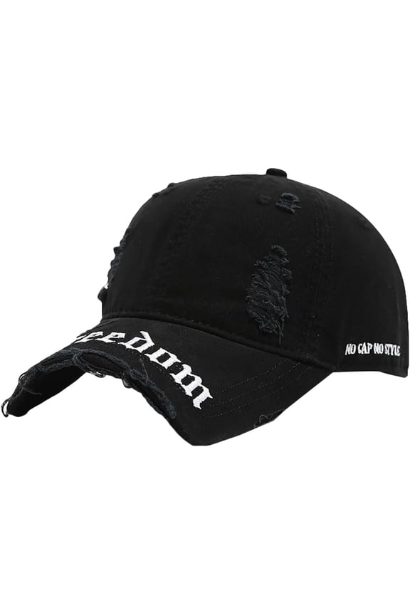 Womens Distressed Denim Baseball Cap Vintage Washed Jeans Sun Hat Adjustable Hip Hop Streetwear Summer Visors