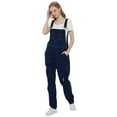thumbnail image 1 of Womens Distressed Denim Overalls with Tapered Leg and Pockets,Indigo,Medium, 1 of 7