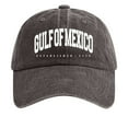 thumbnail image 1 of Womens Distressed Denim Washed Baseball Cap Gulf of Mexico Print Adjustable Casual Sun Hat for Her Coffee One Size, 1 of 3