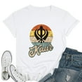 thumbnail image 1 of Womens Distressed Kaur Sikh Khanda Vintage Sunset T-Shirt White 4X-Large, 1 of 5