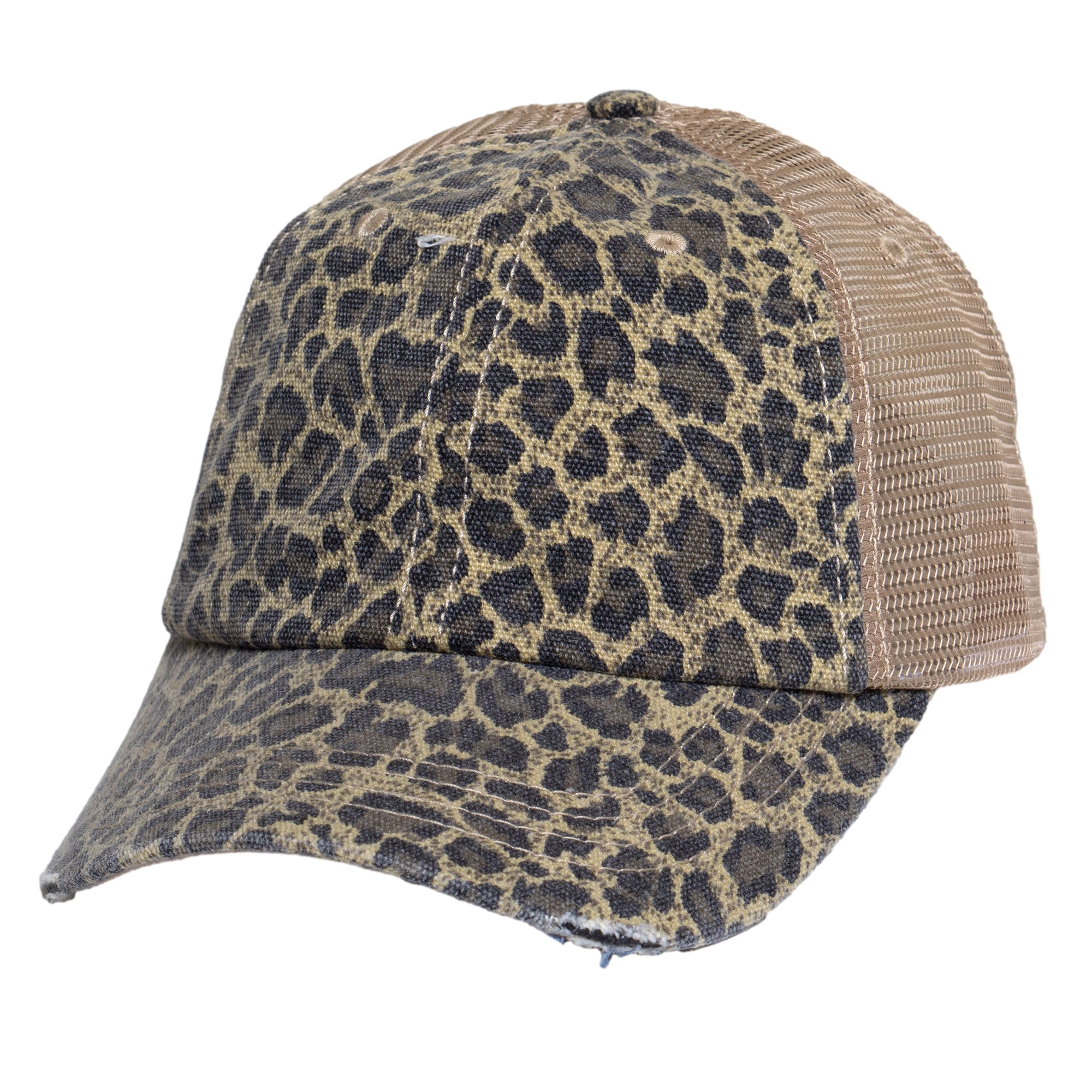 TOP HEADWEAR Leopard Print Cap With Textured Leather Bill – Low Profile Baseball Hat, One Size Fits Most