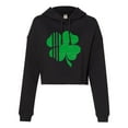 thumbnail image 1 of Womens Distressed Shamrock St. Patrick's Day Irish Pride Cropped Hooded Sweatshirt, 1 of 1