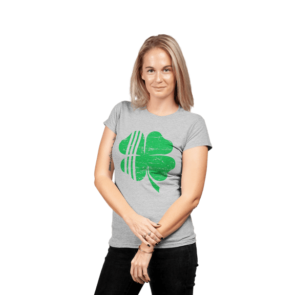 Womens Distressed Shamrock St. Patrick's Day Irish Pride Deluxe Soft T-Shirt