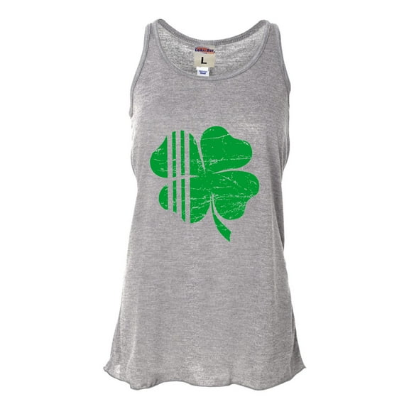 Womens Distressed Shamrock St. Patrick's Day Irish Pride Flowy Racerback Tank Top T-Shirt