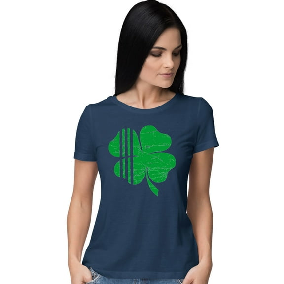 Womens Distressed Shamrock St. Patrick's Day Irish Pride T-Shirt