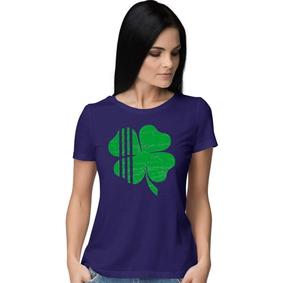 Womens Distressed Shamrock St. Patrick's Day Irish Pride T-Shirt