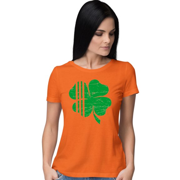 Womens Distressed Shamrock St. Patrick's Day Irish Pride T-Shirt