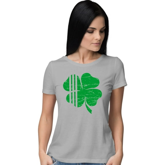 Womens Distressed Shamrock St. Patrick's Day Irish Pride T-Shirt