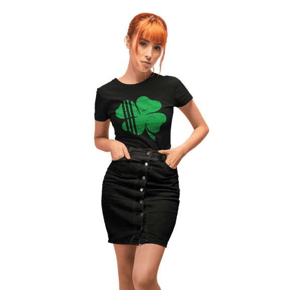 Womens Distressed Shamrock St. Patrick's Day Irish Pride T-Shirt