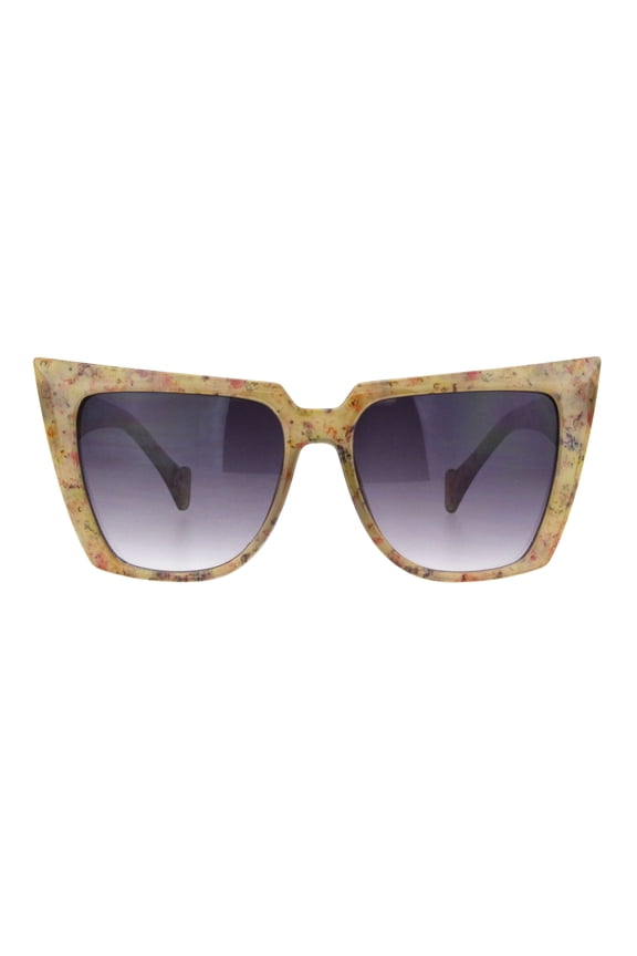Womens Ditsy Flower Print Oversize Bat Cat Eye Chic Sunglasses Peach Smoke