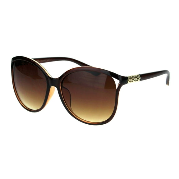 Womens Diva Butterfly Designer Fashion Plastic Sunglasses All Brown