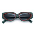 thumbnail image 1 of Womens Diva Narrow Triangular Thick Temple Plastic Fashion Sunglasses Green Red - Smoke, 1 of 8