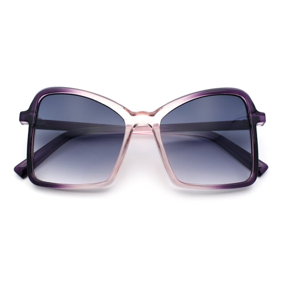 Womens Diva Oversized Butterfly Thin Plastic Fashion Retro Sunglasses Purple - Smoke