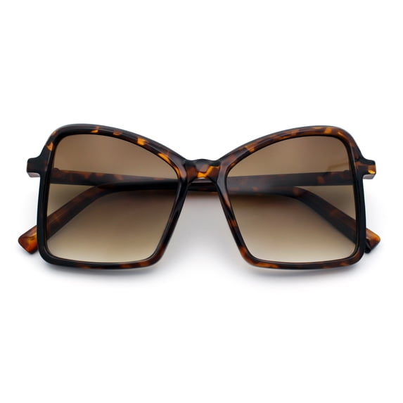 Womens Diva Oversized Butterfly Thin Plastic Fashion Retro Sunglasses Tortoise - Brown