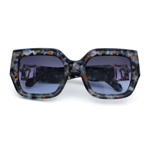 Womens Diva Oversized Thick Temple Jewel Hinge Fashion Plastic Sunglasses Blue Tortoise - Navy