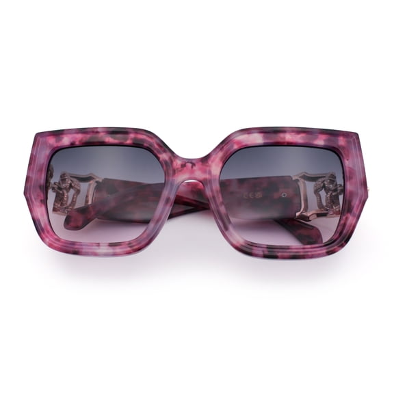 Womens Diva Oversized Thick Temple Jewel Hinge Fashion Plastic Sunglasses Purple Tortoise - Purple